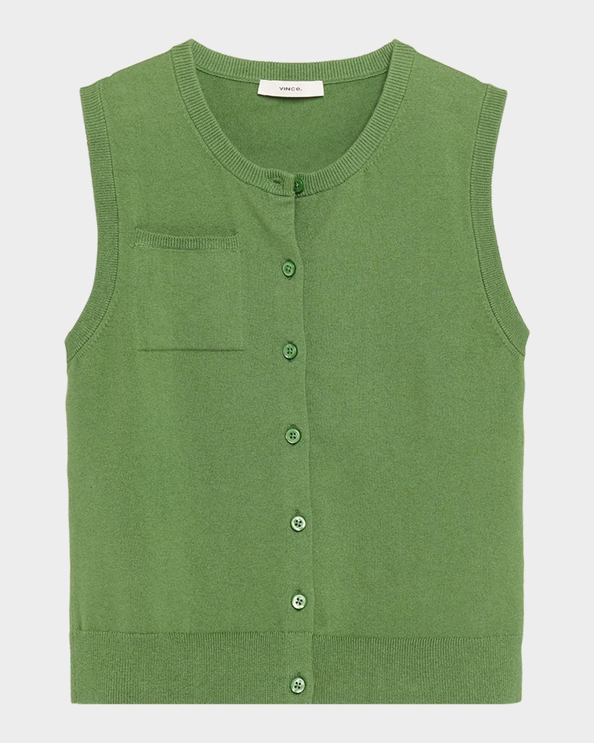 Vince Sleeveless Patch Pocket Cardigan