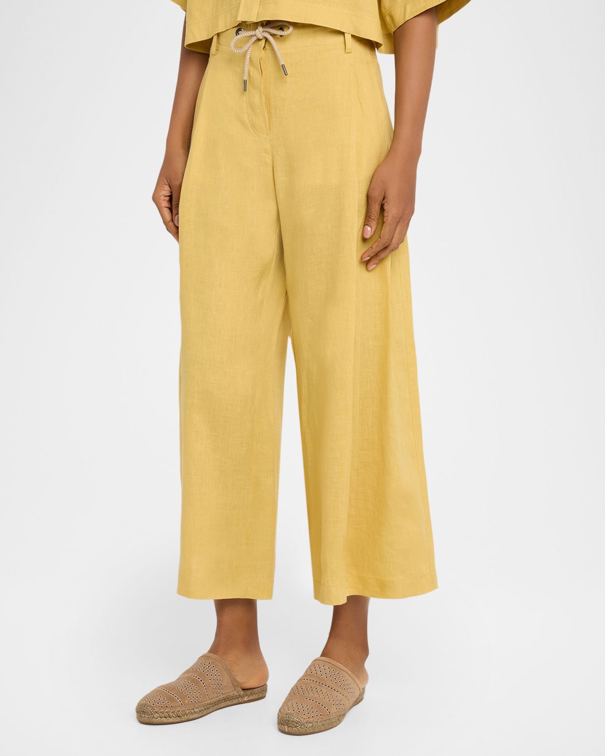 Brunello Cucinelli Drawstring Wide-Leg Linen-Blend Pants | Thumbnail 4 Brunello Cucinelli Drawstring Wide-Leg Linen-Blend Pants | Thumbnail 4