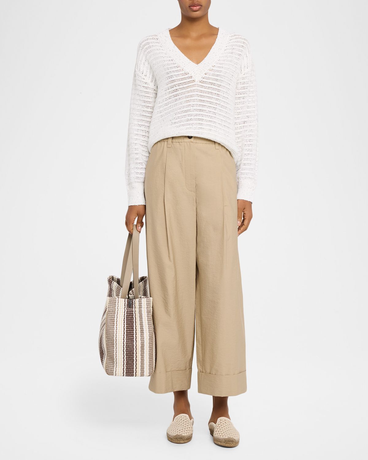 Brunello Cucinelli Elastic-Waist Wide-Leg Ankle Pants | Thumbnail 2 Brunello Cucinelli Elastic-Waist Wide-Leg Ankle Pants | Thumbnail 2