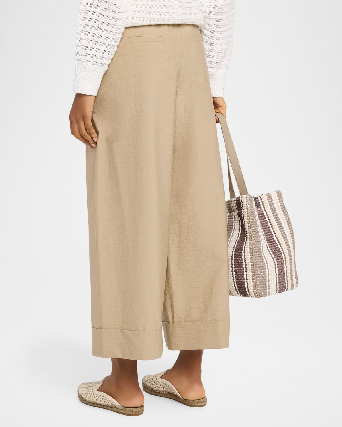 Brunello Cucinelli Elastic-Waist Wide-Leg Ankle Pants | Thumbnail 3 Brunello Cucinelli Elastic-Waist Wide-Leg Ankle Pants | Thumbnail 3