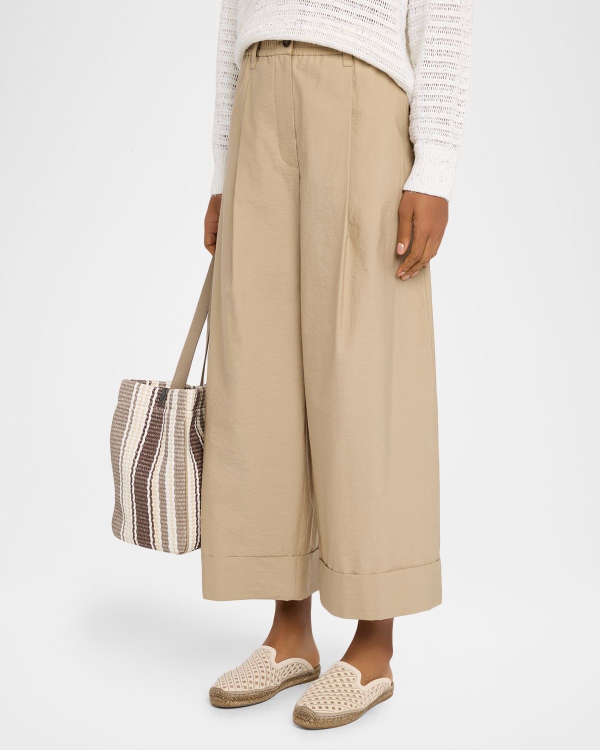 Brunello Cucinelli Elastic-Waist Wide-Leg Ankle Pants | Thumbnail 4 Brunello Cucinelli Elastic-Waist Wide-Leg Ankle Pants | Thumbnail 4