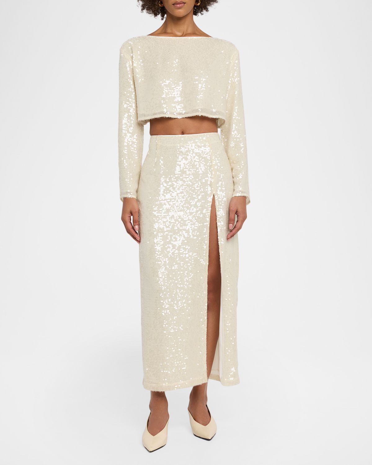 LAPOINTE High-Waist Sequined Slit Midi Dress | Thumbnail 5 LAPOINTE High-Waist Sequined Slit Midi Dress | Thumbnail 5