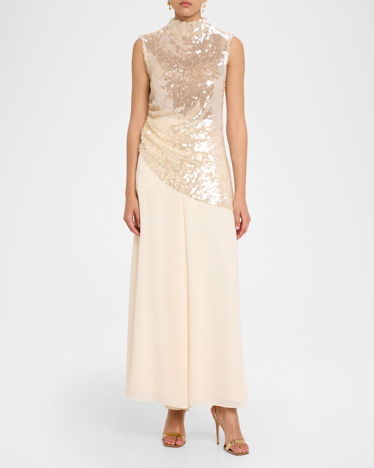 LAPOINTE Mock-Neck Sequined Mesh Asymmetric Top | Thumbnail 2 LAPOINTE Mock-Neck Sequined Mesh Asymmetric Top | Thumbnail 2