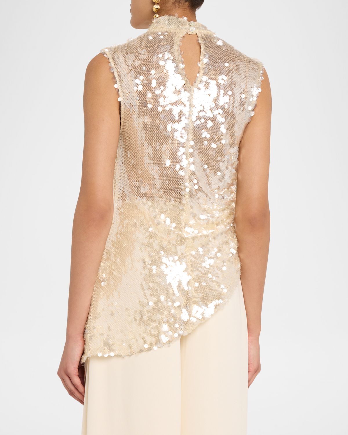 LAPOINTE Mock-Neck Sequined Mesh Asymmetric Top | Thumbnail 3 LAPOINTE Mock-Neck Sequined Mesh Asymmetric Top | Thumbnail 3