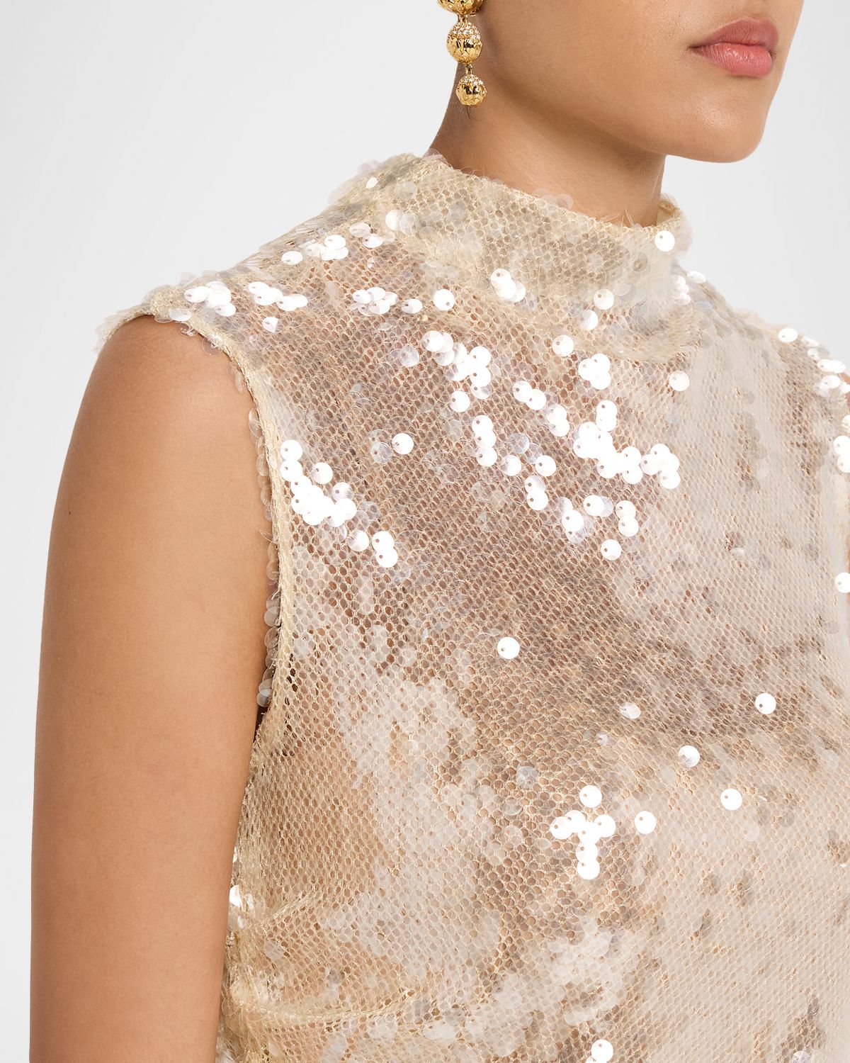 LAPOINTE Mock-Neck Sequined Mesh Asymmetric Top | Thumbnail 5 LAPOINTE Mock-Neck Sequined Mesh Asymmetric Top | Thumbnail 5