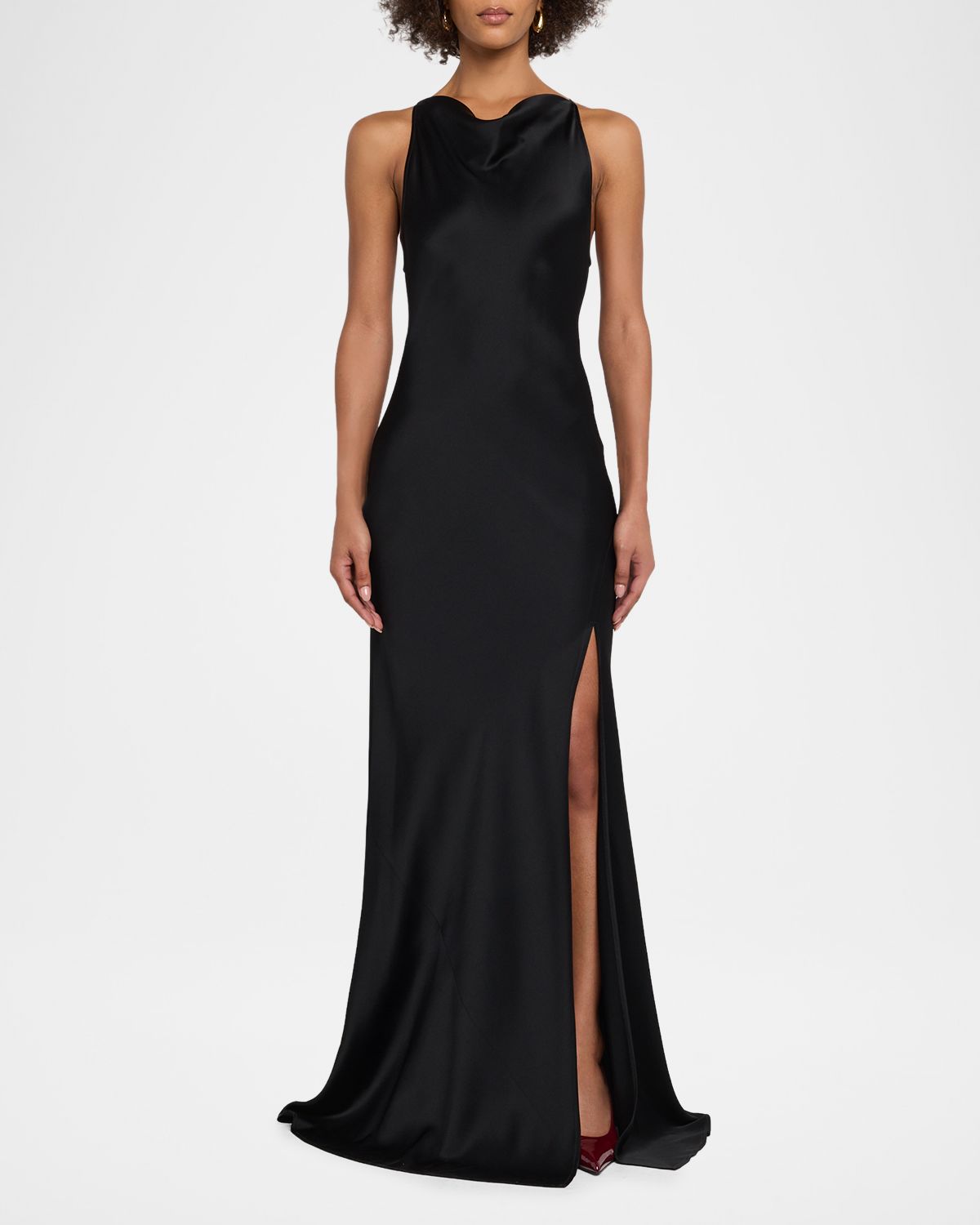 LAPOINTE Cowl Halter Satin Trumpet Gown | Thumbnail 5 LAPOINTE Cowl Halter Satin Trumpet Gown | Thumbnail 5