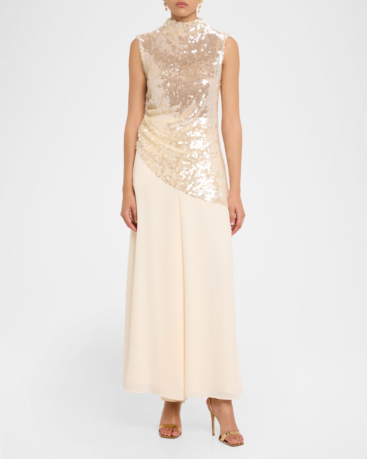 LAPOINTE High-Rise Georgette Wide-Leg Pants