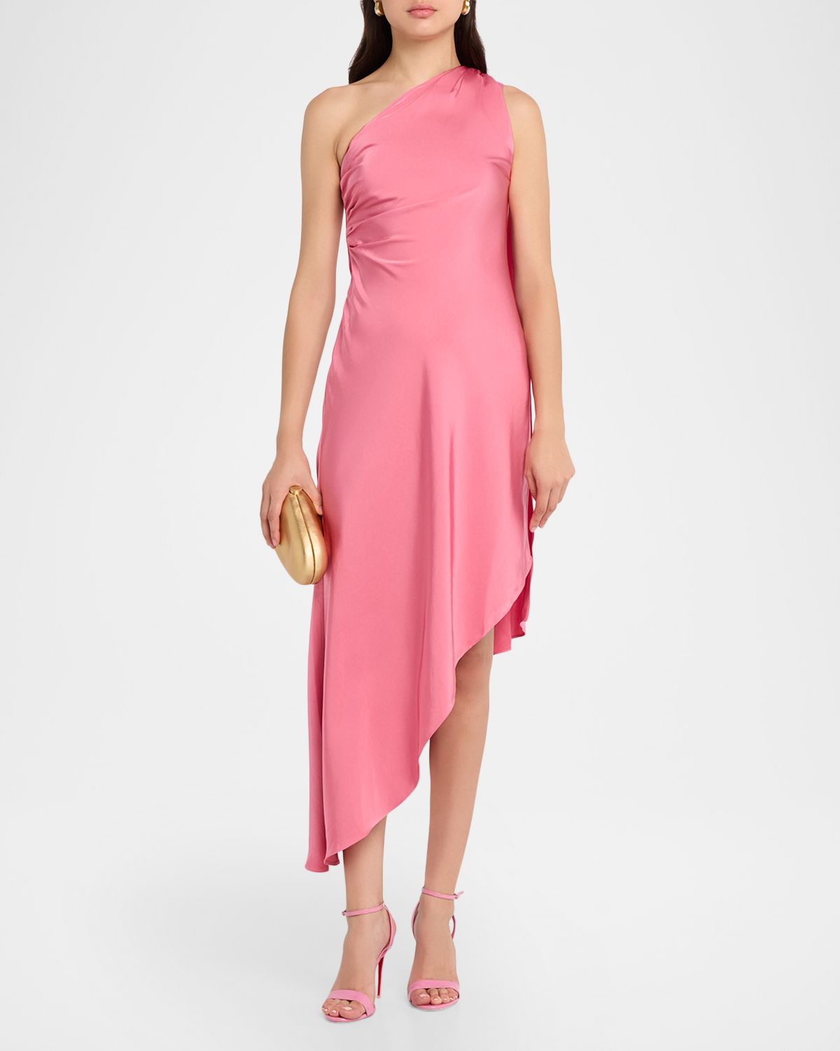 LAPOINTE Satin One-Shoulder Midi Dress | Thumbnail 2 LAPOINTE Satin One-Shoulder Midi Dress | Thumbnail 2
