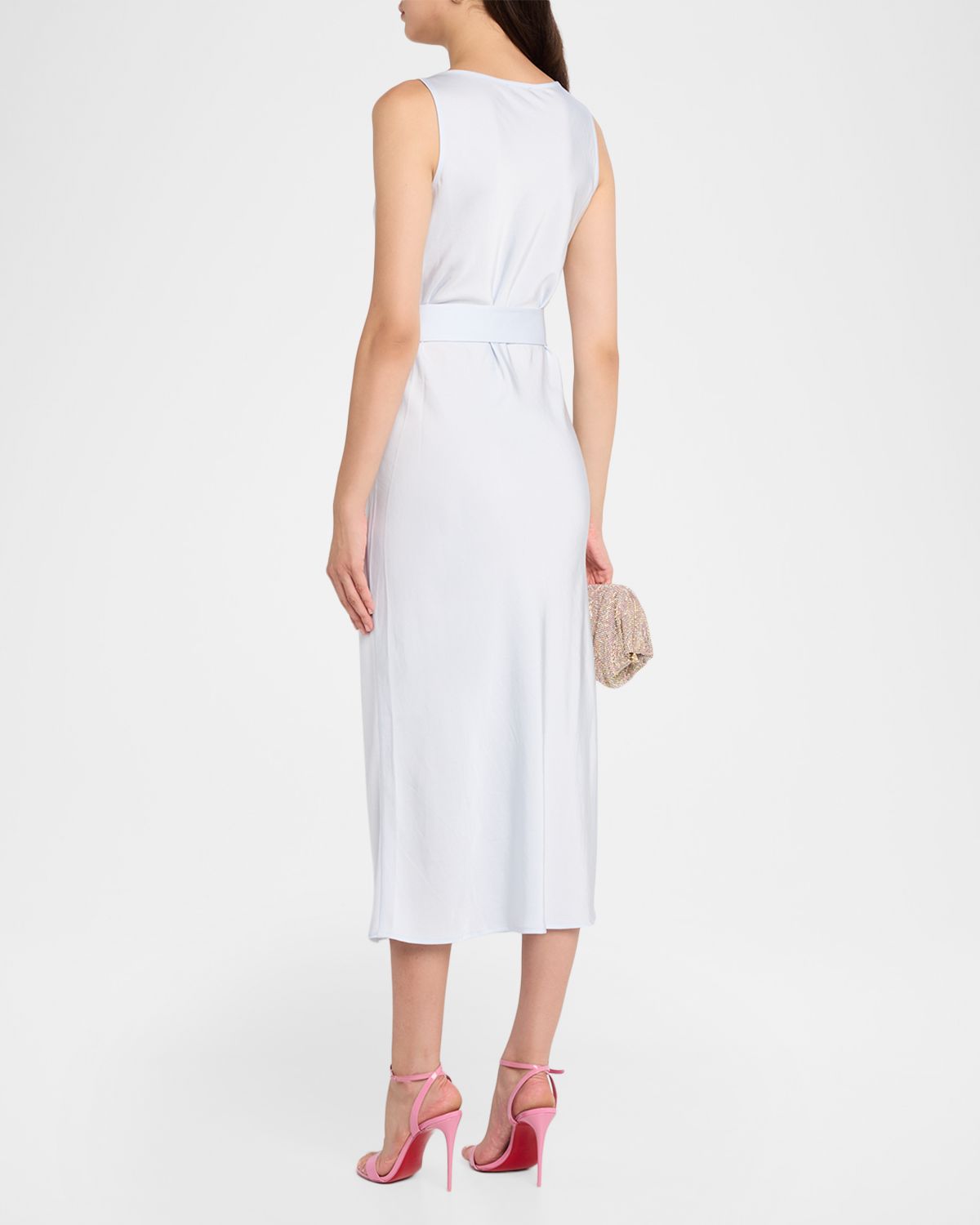 LAPOINTE Satin Sleeveless Belted Dress | Thumbnail 3 LAPOINTE Satin Sleeveless Belted Dress | Thumbnail 3