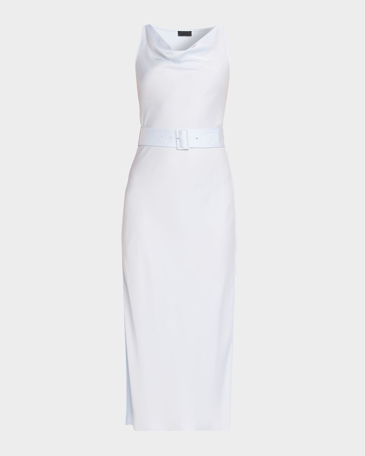 LAPOINTE Satin Sleeveless Belted Dress