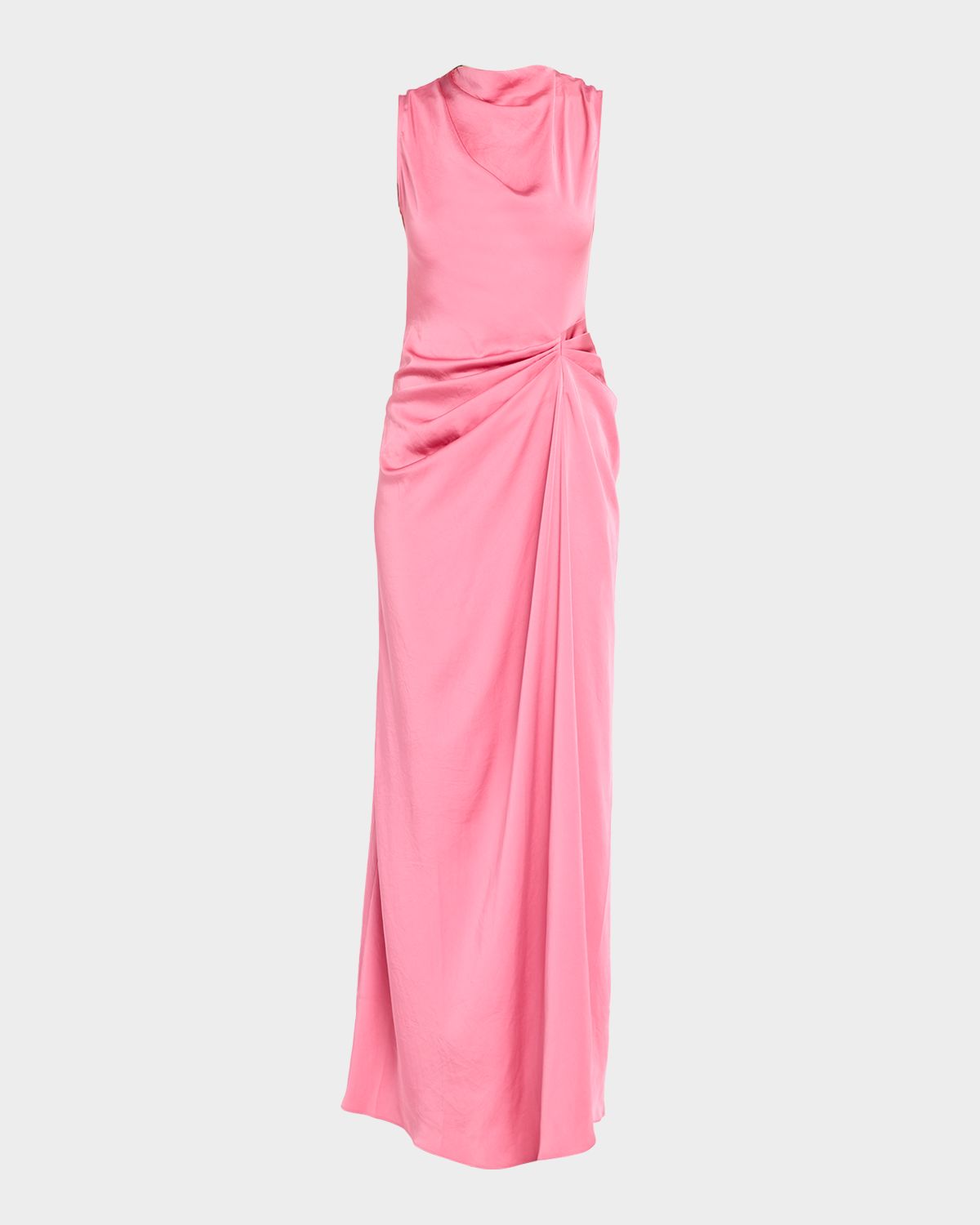LAPOINTE Lightweight Satin Long Ruched Dress | Thumbnail 6