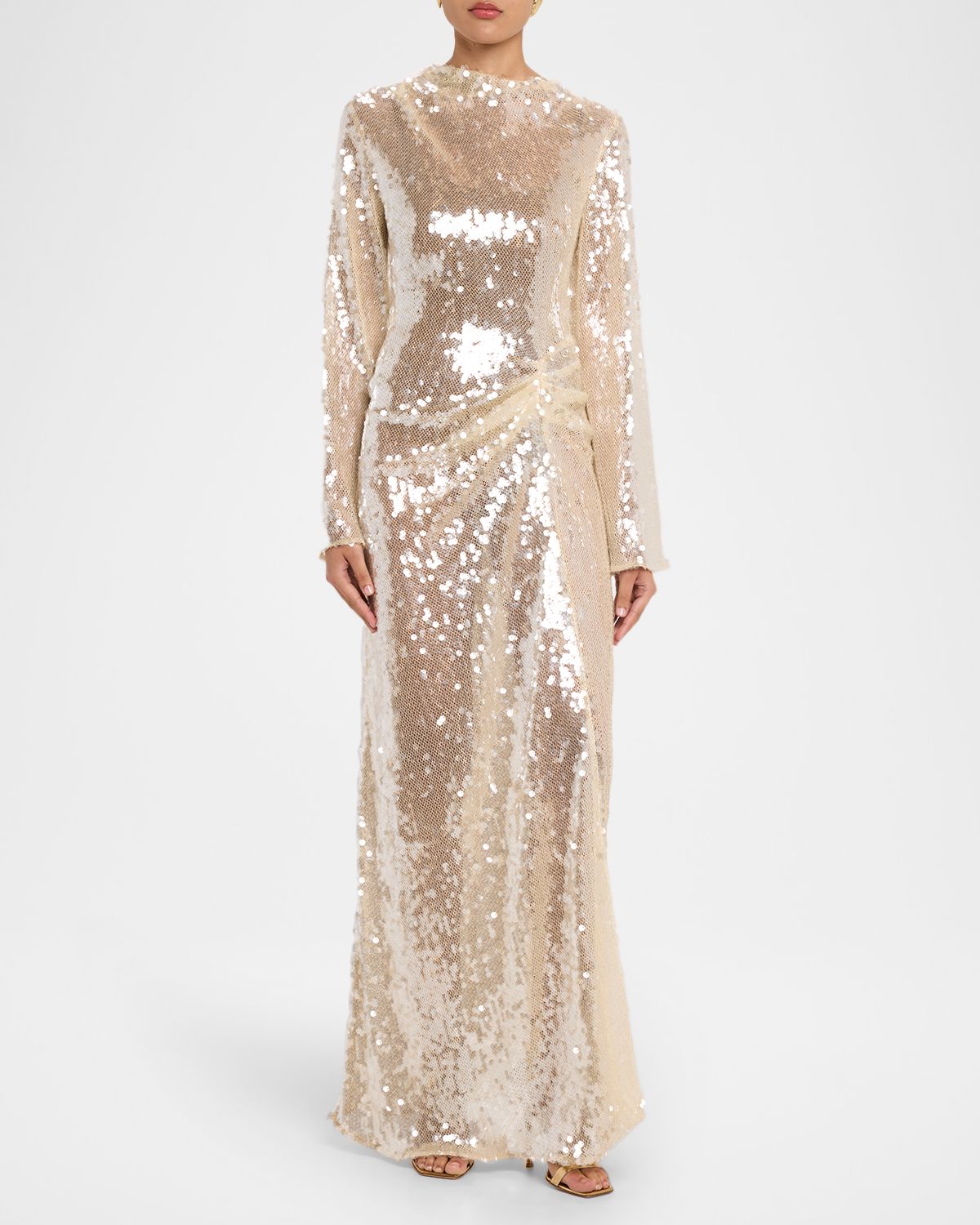 LAPOINTE Sequined Mesh Long-Sleeve Maxi Dress | Thumbnail 2 LAPOINTE Sequined Mesh Long-Sleeve Maxi Dress | Thumbnail 2