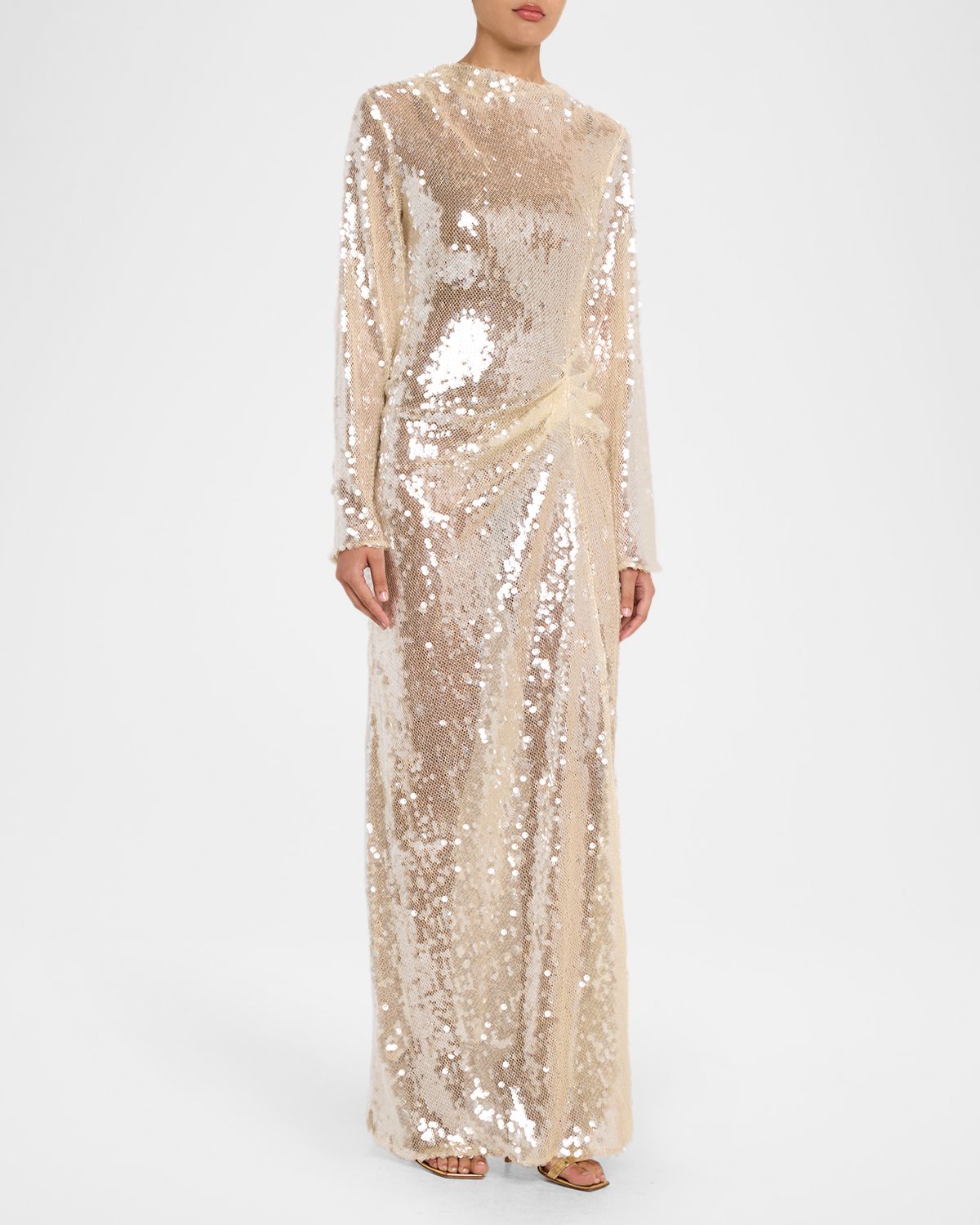LAPOINTE Sequined Mesh Long-Sleeve Maxi Dress | Thumbnail 4 LAPOINTE Sequined Mesh Long-Sleeve Maxi Dress | Thumbnail 4