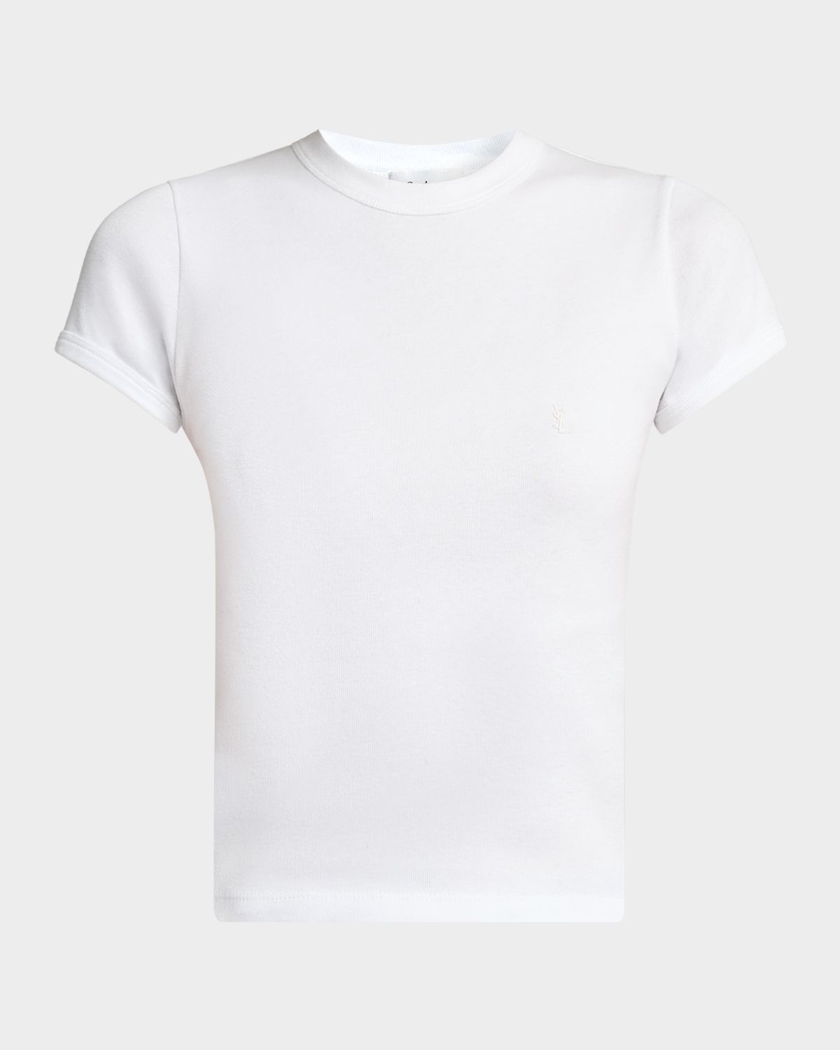 Saint Laurent Cassandre Short-Sleeve Rib-Knit T-Shirt