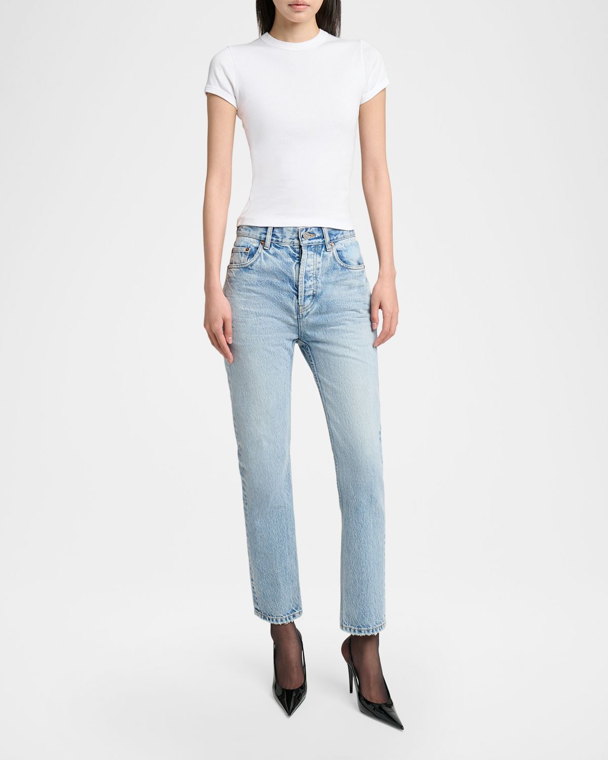Saint Laurent 90 's High-Rise Cropped Slim Jeans