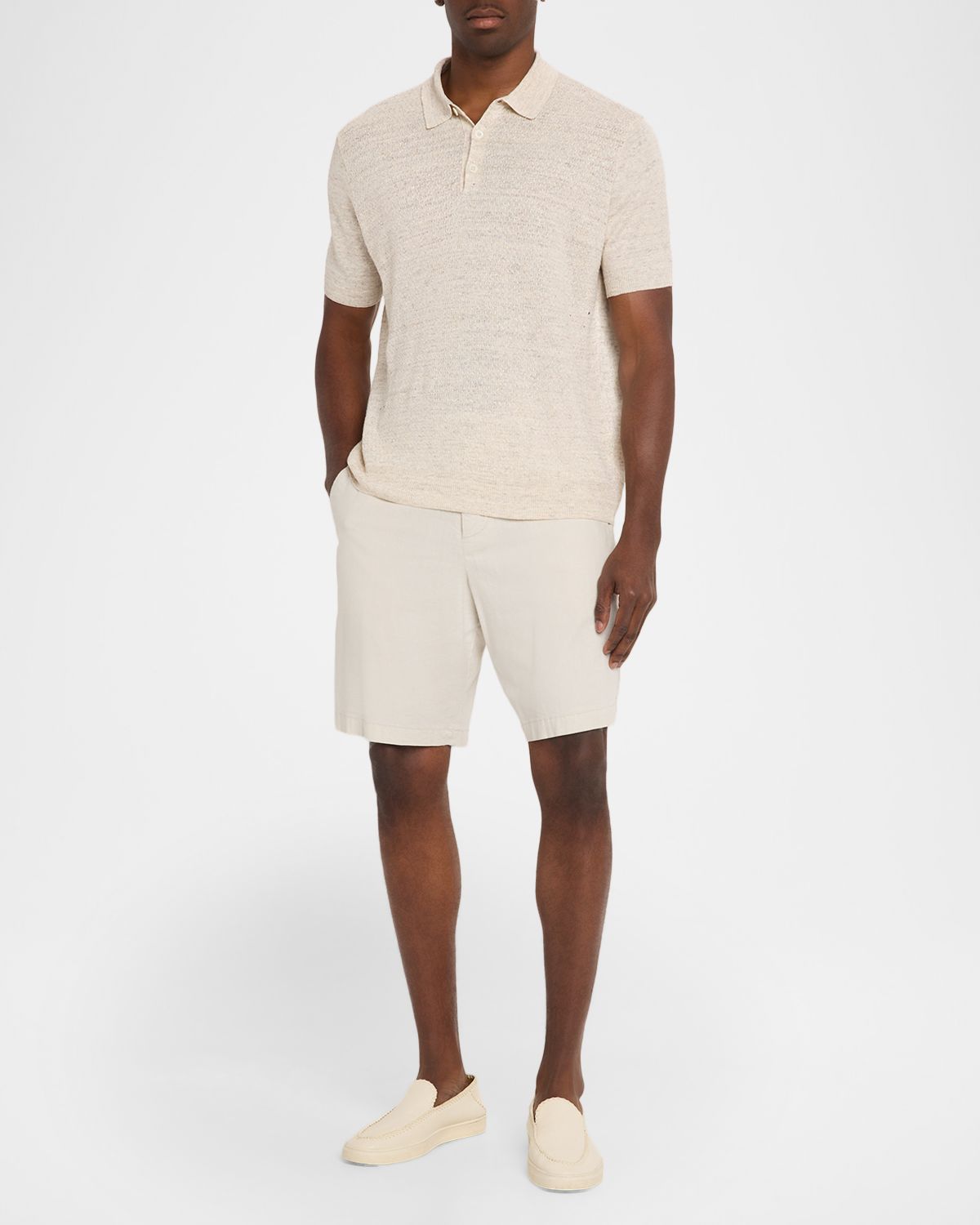 Bugatchi Men 's Linen 3-Button Knit Polo Shirt