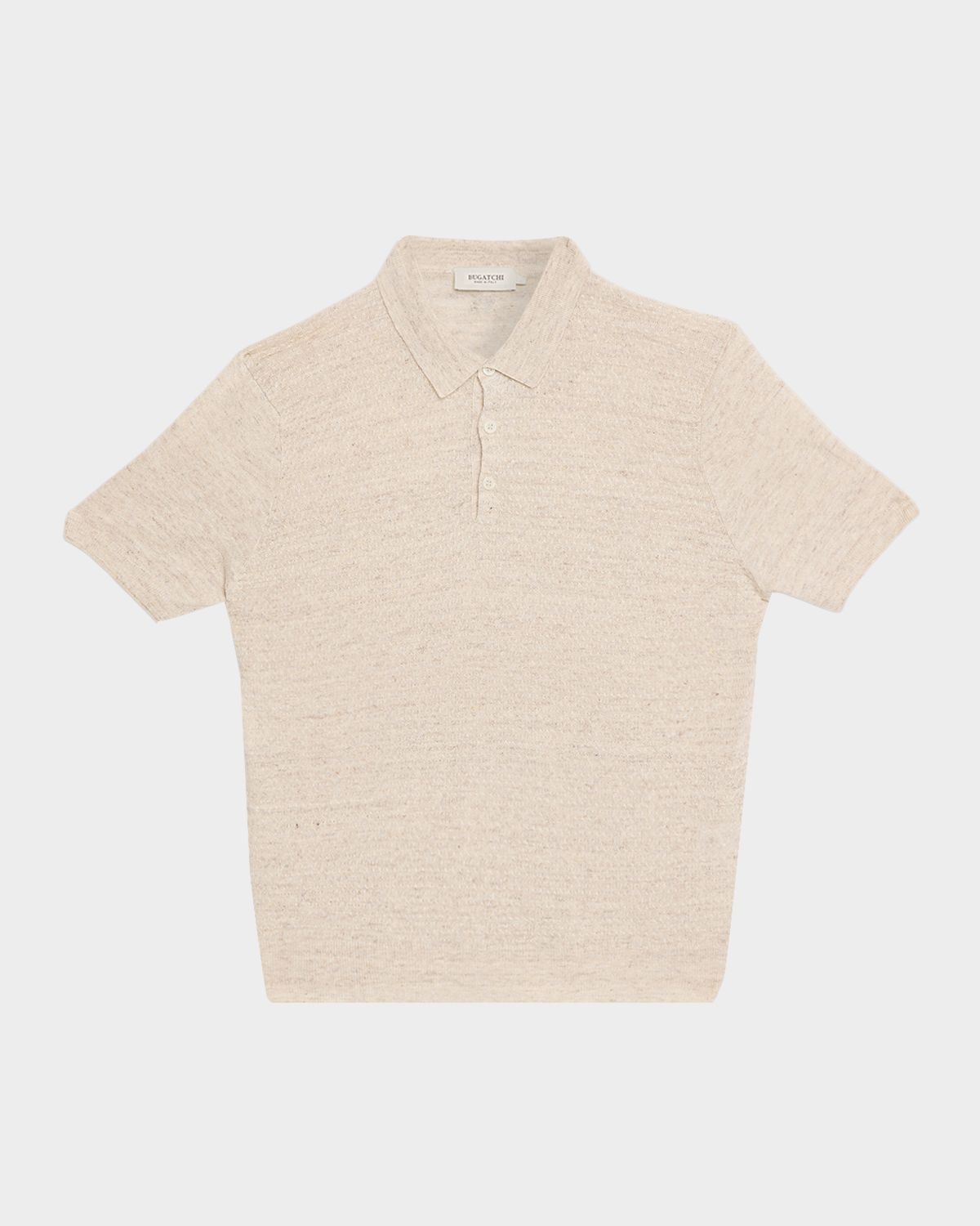 Bugatchi Men 's Linen 3-Button Knit Polo Shirt