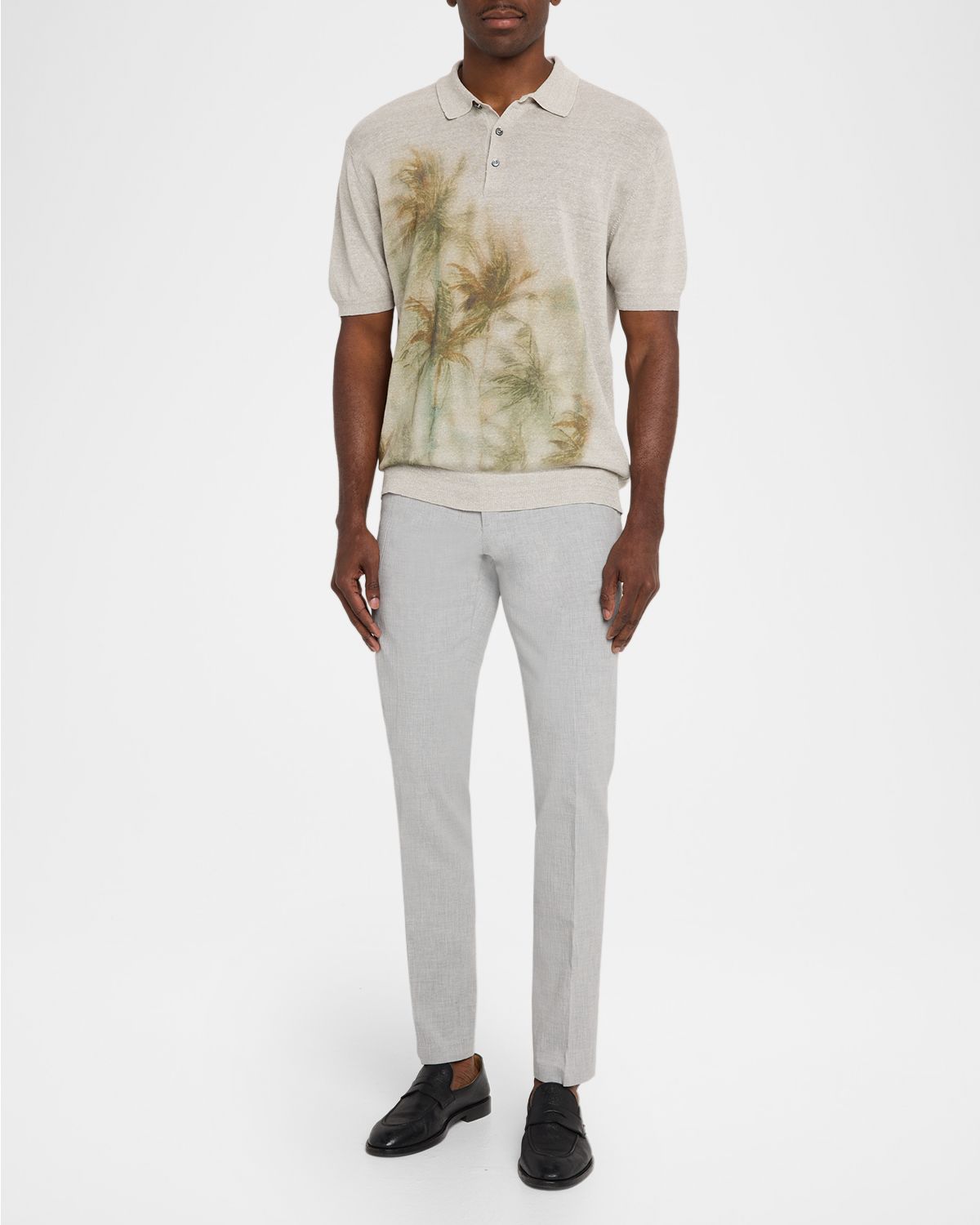 Bugatchi Men 's Sharkskin Cotton Slim Flat-Front Chino Pants