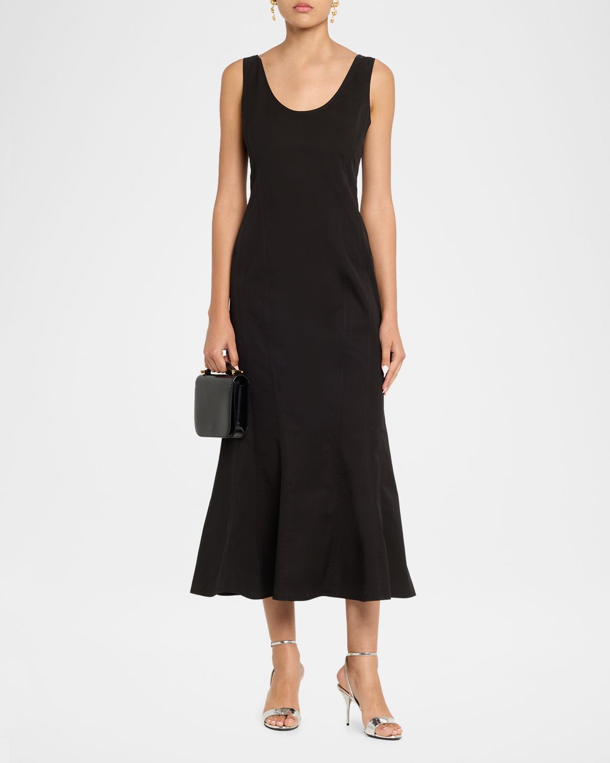 FForme Cary Sleeveless Poplin Midi Trumpet Dress