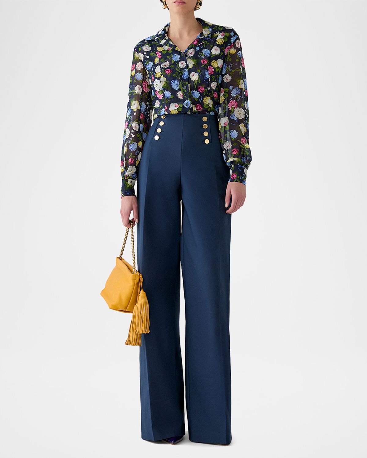 Carolina Herrera Alba Button-Front Wide-Leg Sailor Pants | Thumbnail 4 Carolina Herrera Alba Button-Front Wide-Leg Sailor Pants | Thumbnail 4