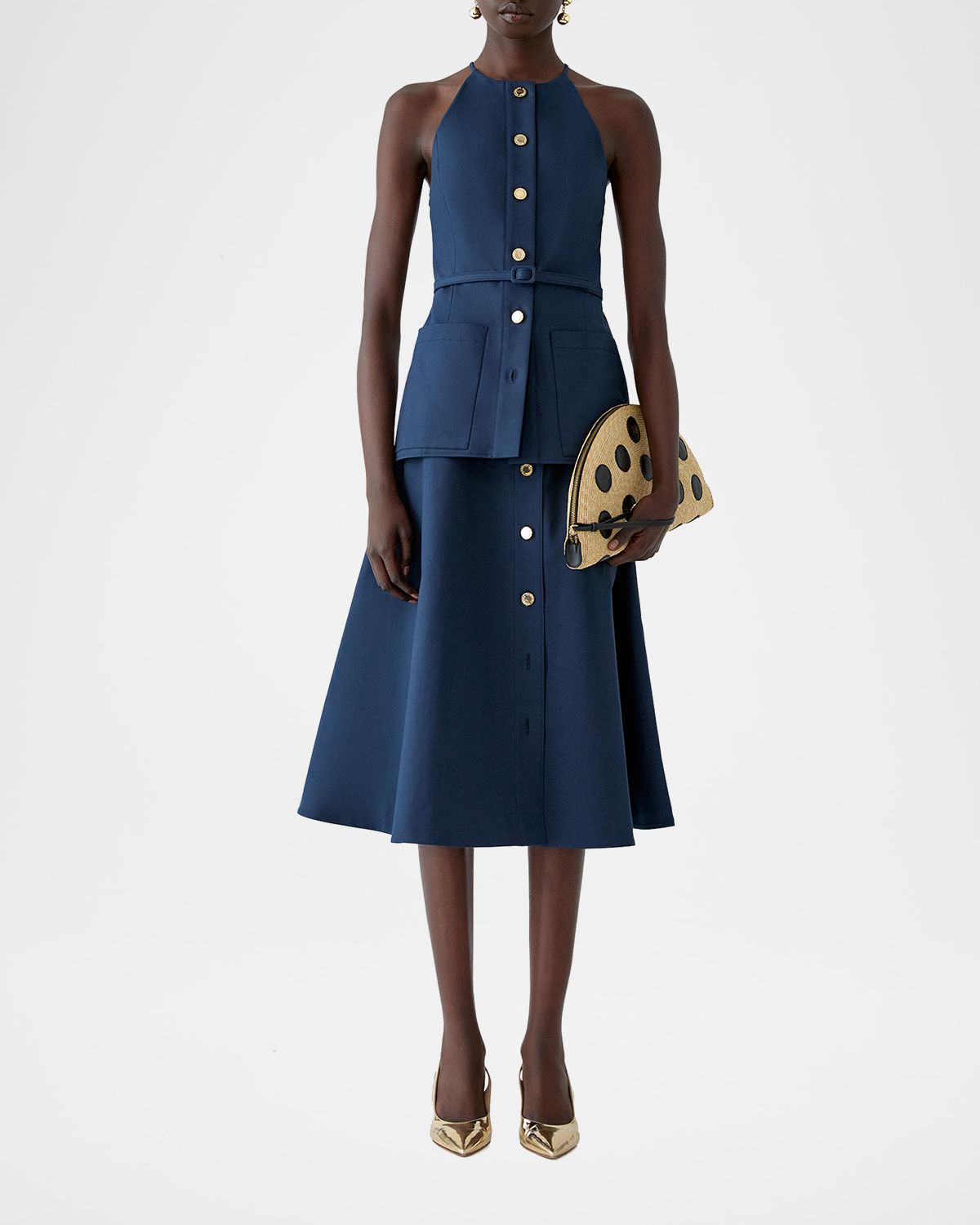 Carolina Herrera Button-Front Cotton Midi Skirt | Thumbnail 4 Carolina Herrera Button-Front Cotton Midi Skirt | Thumbnail 4