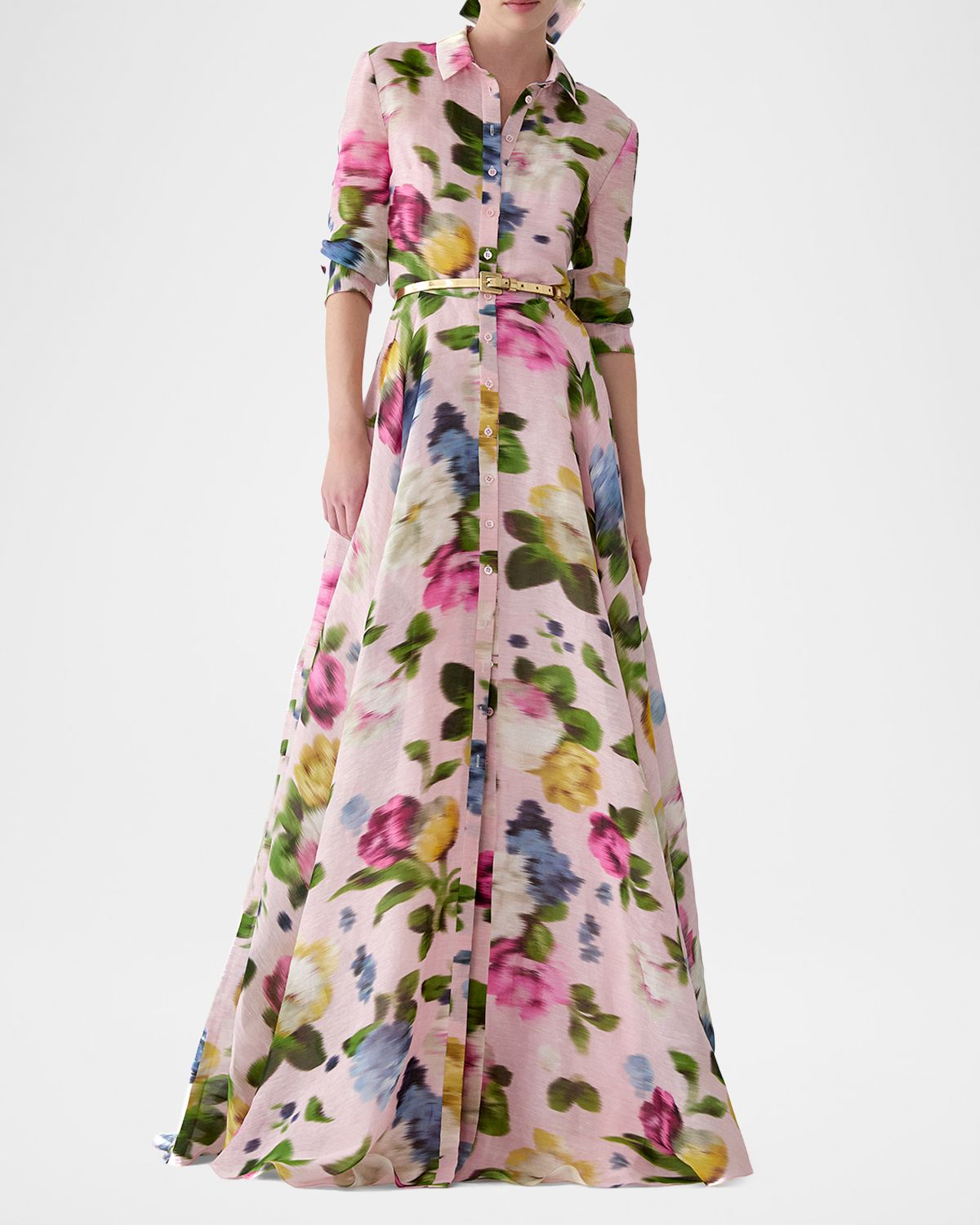 Carolina Herrera Floral Silk-Linen Belted Trench Gown | Thumbnail 4 Carolina Herrera Floral Silk-Linen Belted Trench Gown | Thumbnail 4