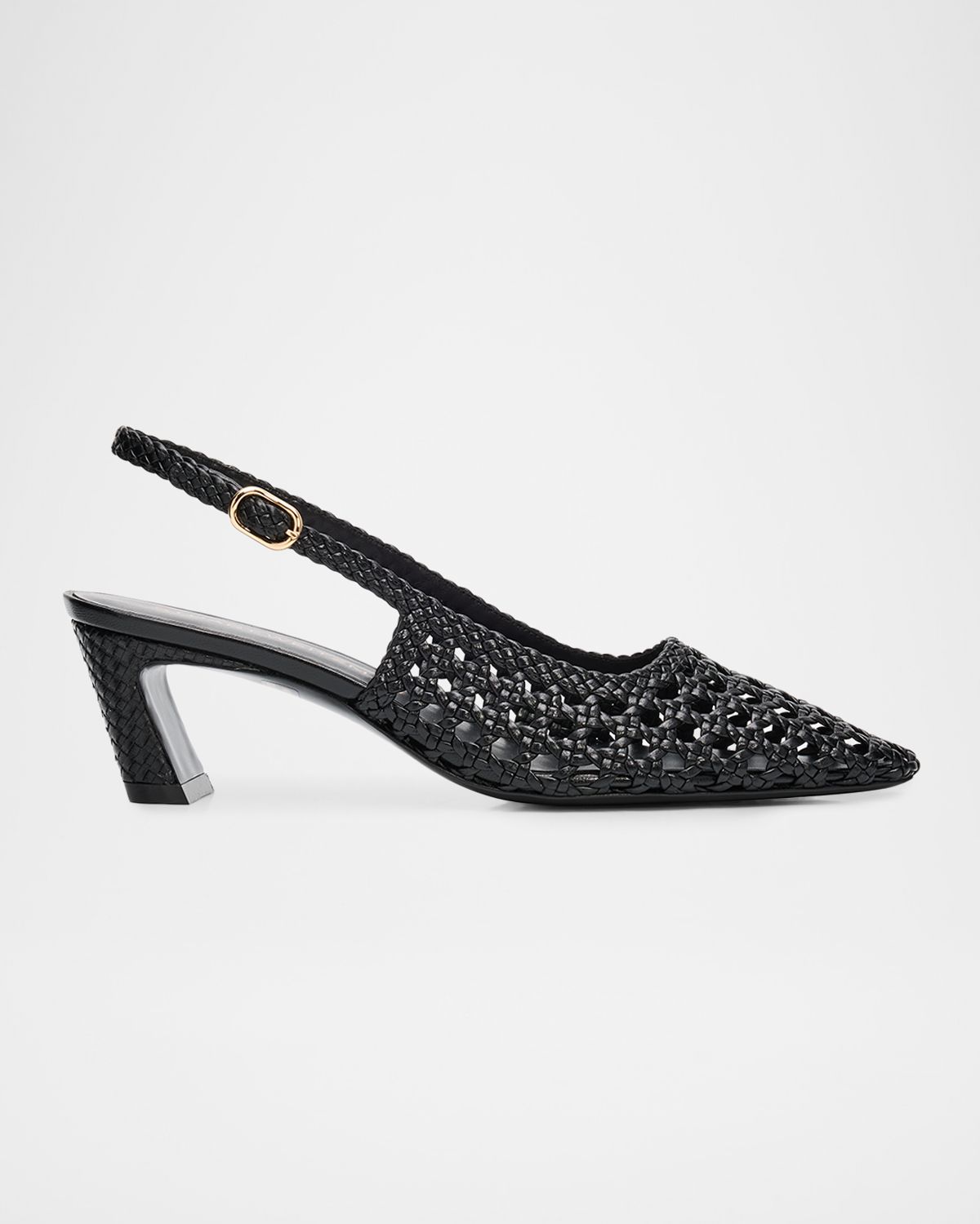 Stuart Weitzman 50mm Stassi Woven Leather Slingback Pumps