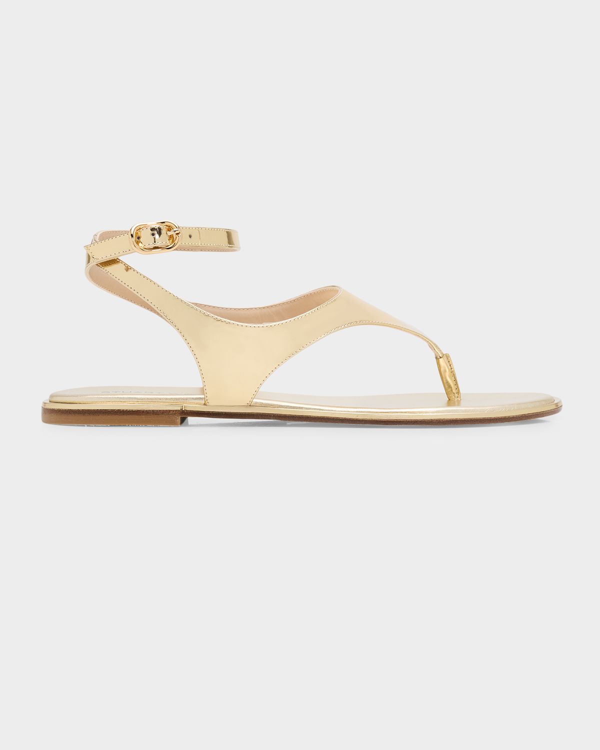 Stuart Weitzman Marley Metallic Leather Ankle-Strap Sandals