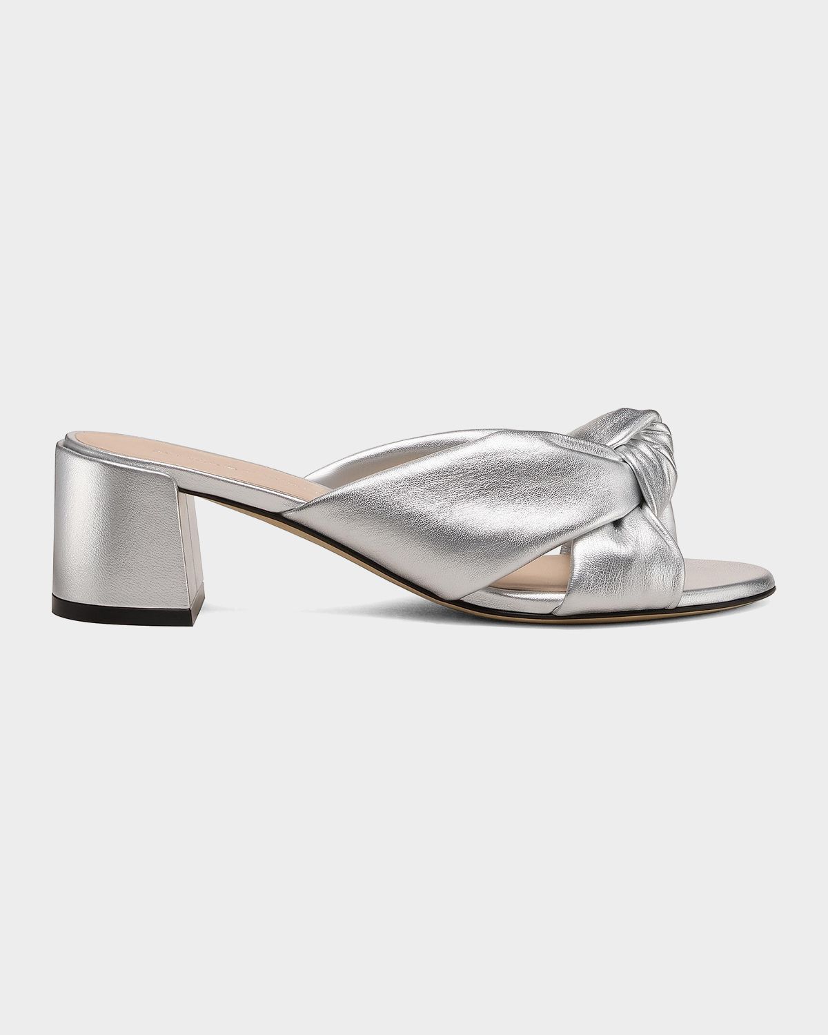 Stuart Weitzman 50mm Soplaya Metallic Leather Mule Sandals