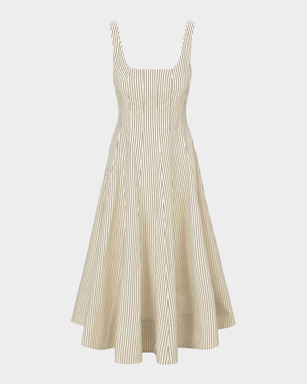 STAUD Wells Striped Sleeveless Fit & Flare Dress