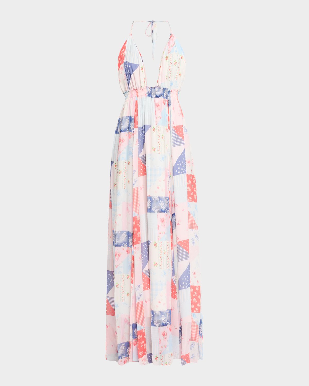 LoveShackFancy Fancy Patchwork Chiffon Maxi Dress