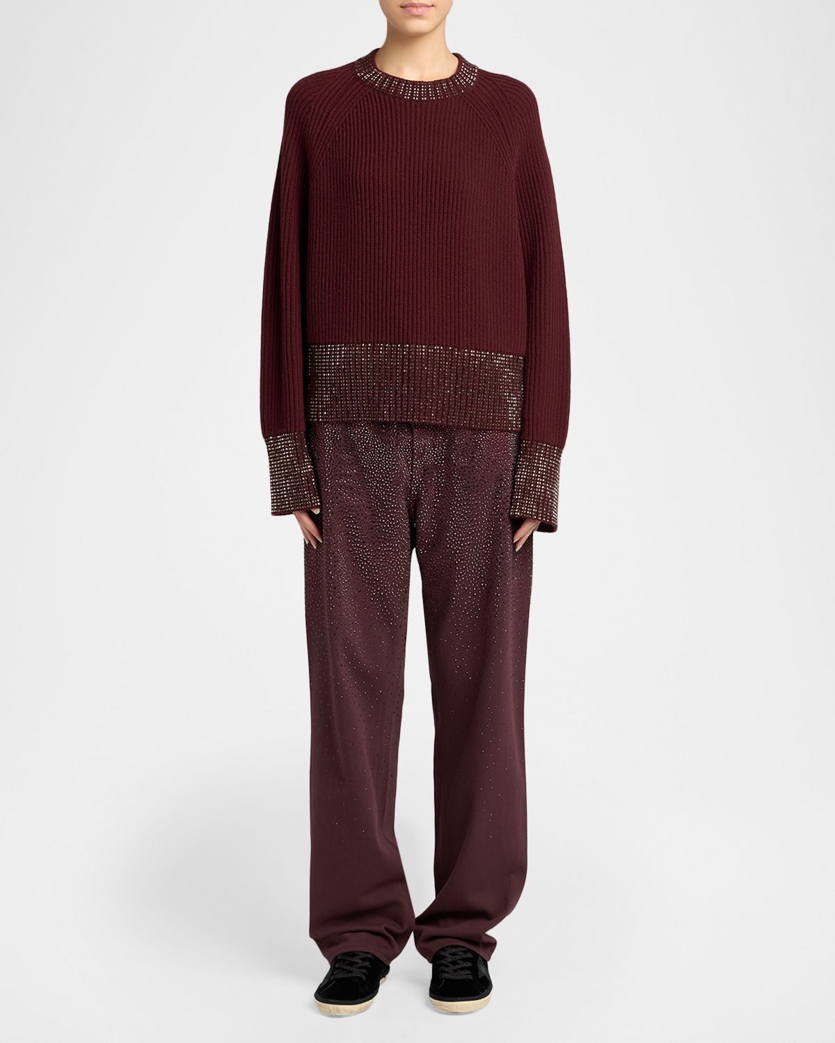 Golden Goose Journey Rhinestone Ribbed Wool Sweater | Thumbnail 5