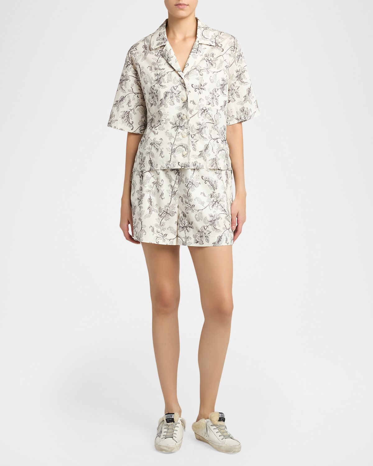 Golden Goose Journey Floral Cotton Voile Shorts | Thumbnail 5 Golden Goose Journey Floral Cotton Voile Shorts | Thumbnail 5