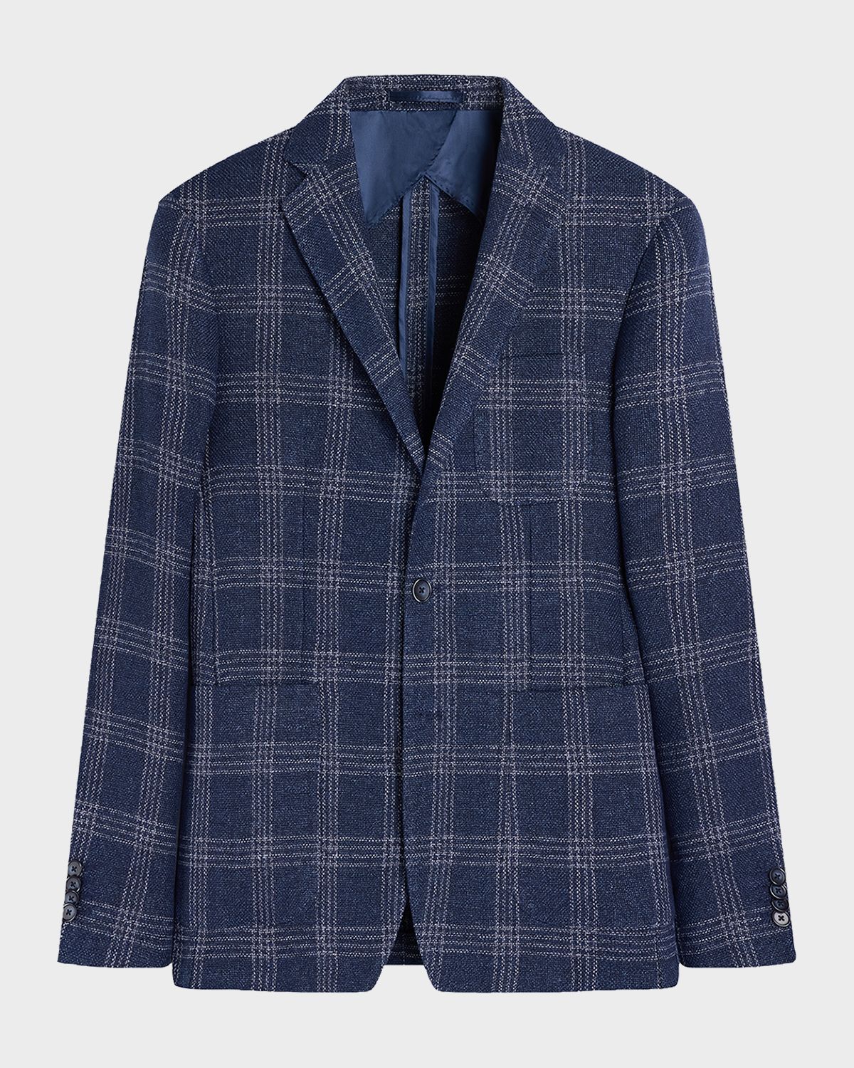 Bugatchi Men 's Windowpane Two-Button Blazer