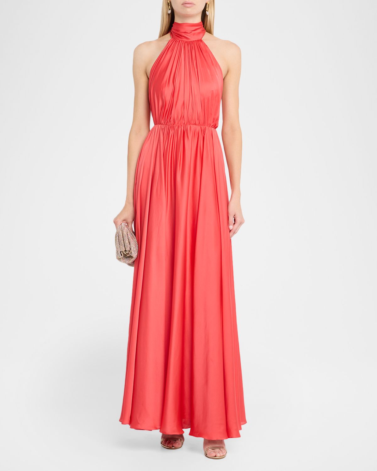 As It May Elyra Satin Chiffon Halter Gown | Thumbnail 2