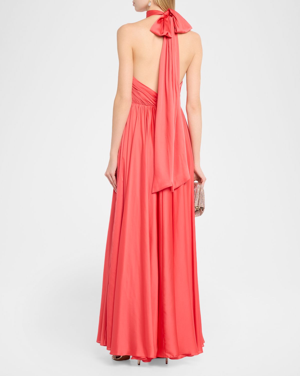 As It May Elyra Satin Chiffon Halter Gown | Thumbnail 3