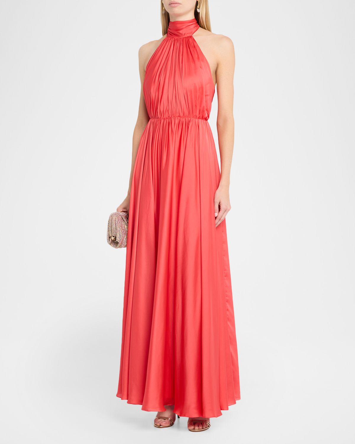 As It May Elyra Satin Chiffon Halter Gown | Thumbnail 4