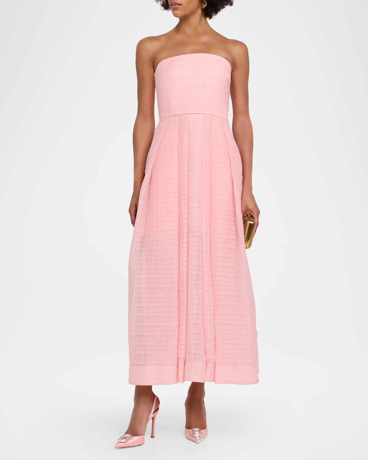 As It May Caliora Strapless Pleated Jacquard Maxi Dress | Thumbnail 5
