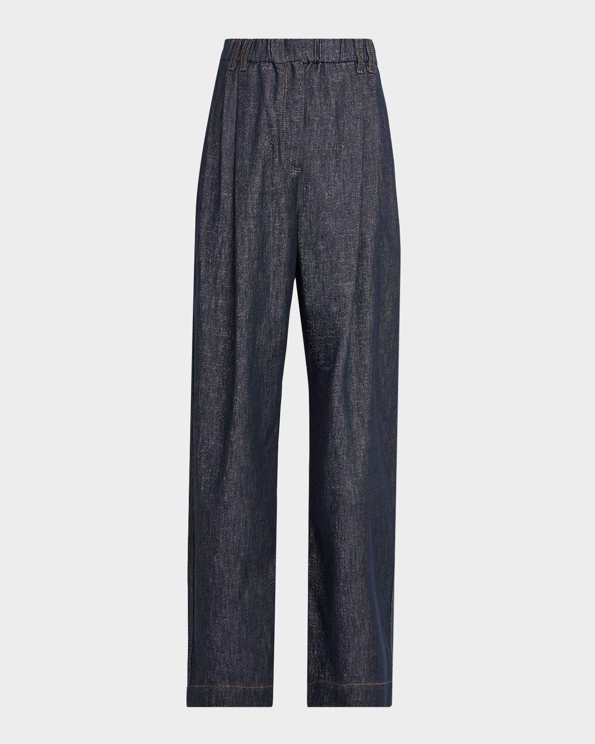 Brunello Cucinelli Sparkling Denim Pleated Straight-Leg Trousers | Thumbnail 6 Brunello Cucinelli Sparkling Denim Pleated Straight-Leg Trousers | Thumbnail 6