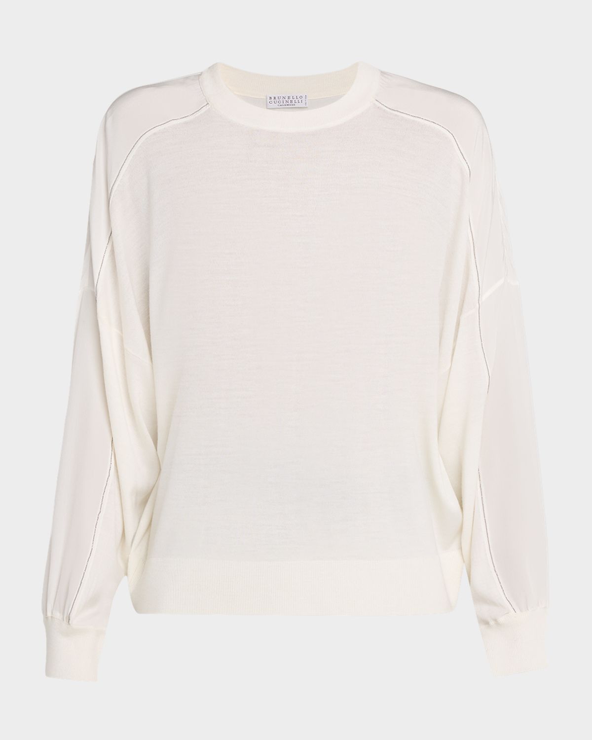 Brunello Cucinelli Monili-Trim Sleeve-Panel Cashmere Sweater
