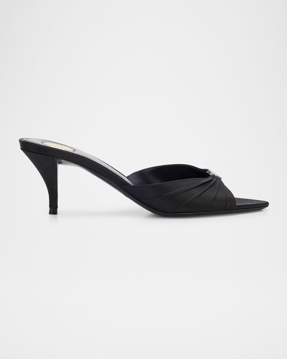Saint Laurent 60mm Jerry Embellished Satin Crepe Mules