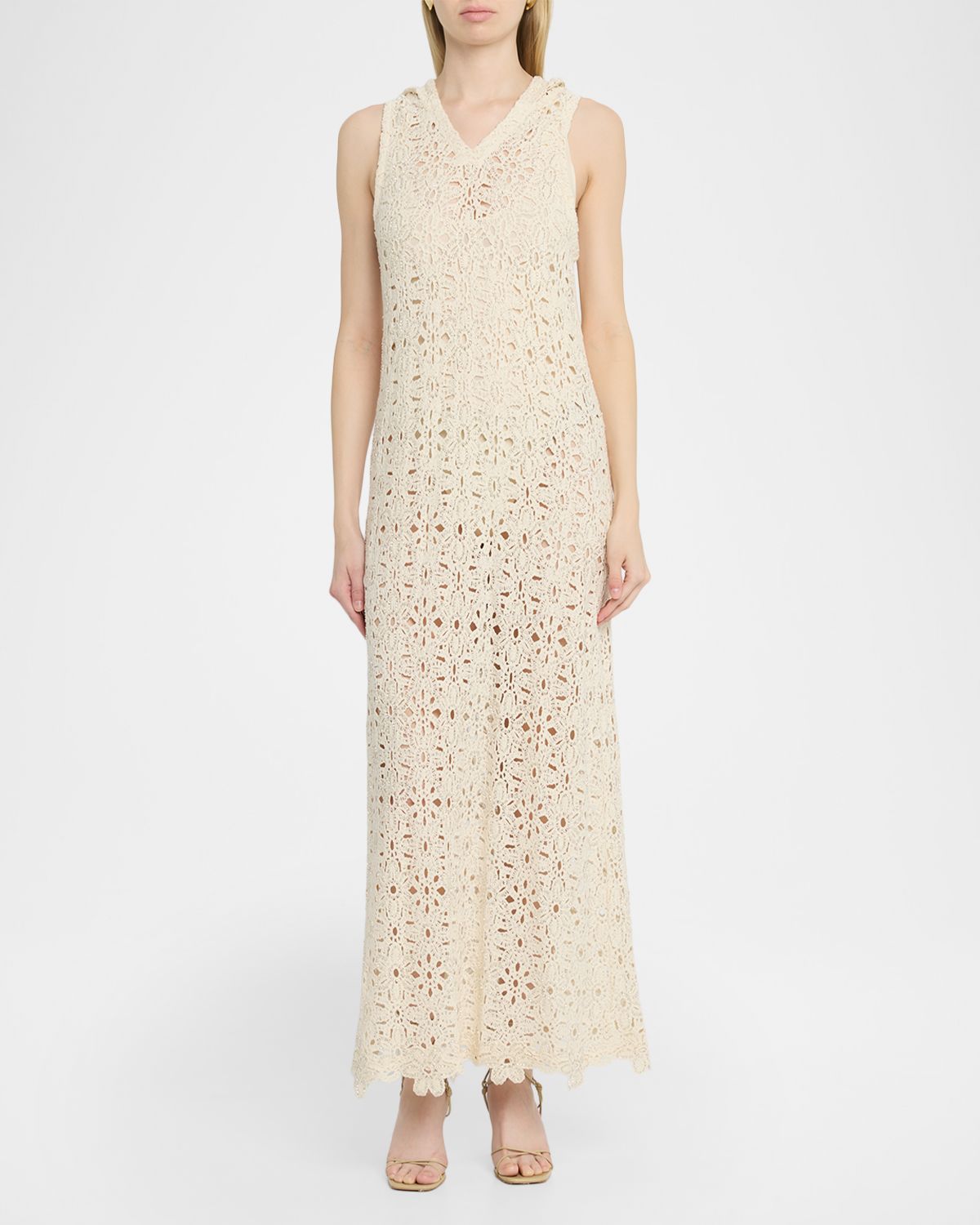 JBQ Lainey Hooded Crochet Maxi Dress