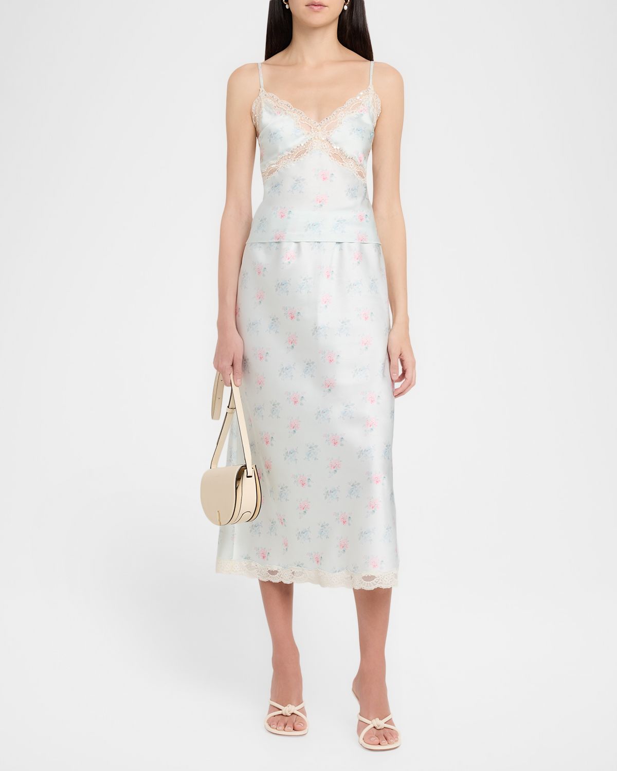 LoveShackFancy Castle Floral Satin Midi Skirt | Thumbnail 2 LoveShackFancy Castle Floral Satin Midi Skirt | Thumbnail 2