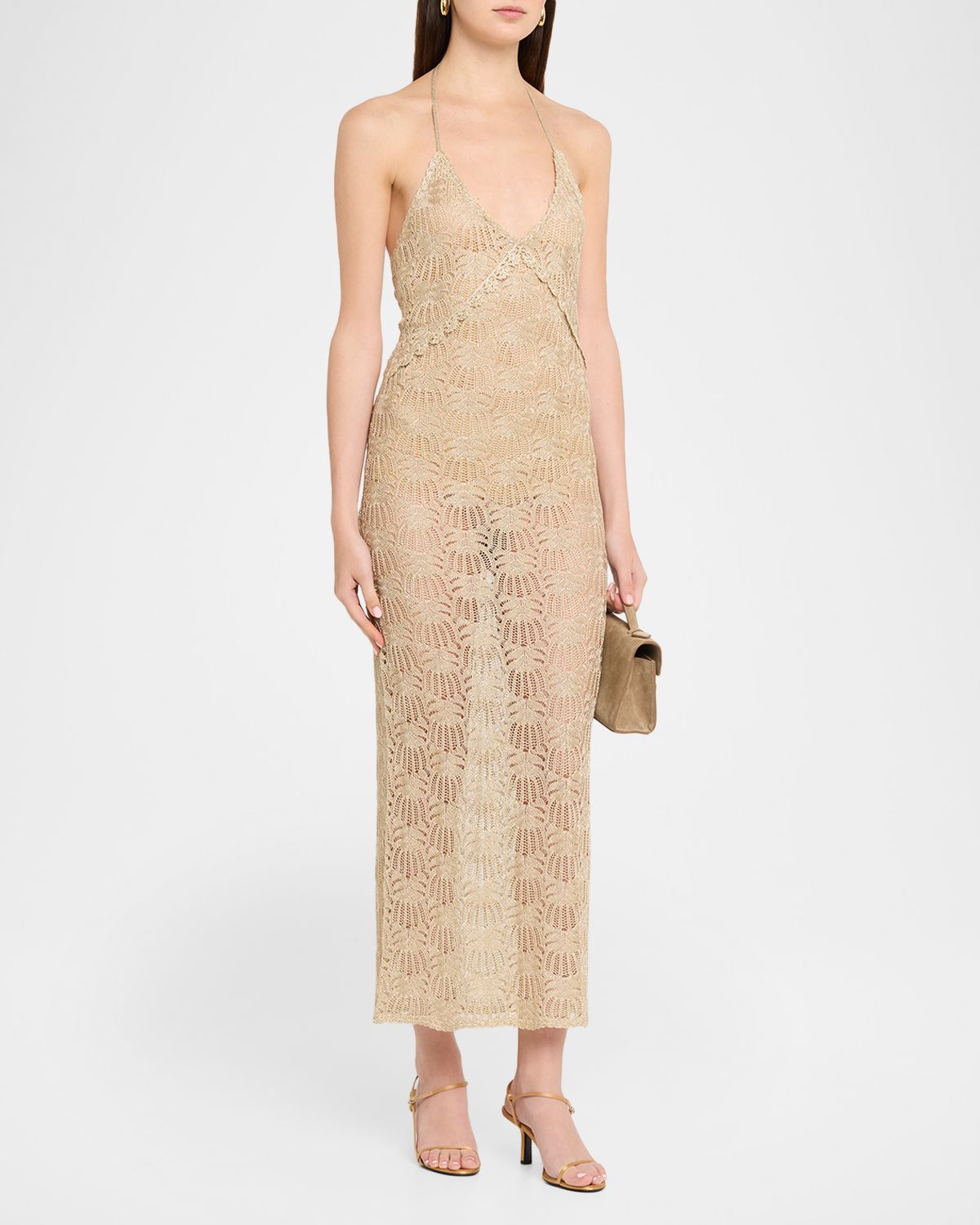 LoveShackFancy Vreya Metallic Crochet Halter Dress | Thumbnail 4 LoveShackFancy Vreya Metallic Crochet Halter Dress | Thumbnail 4