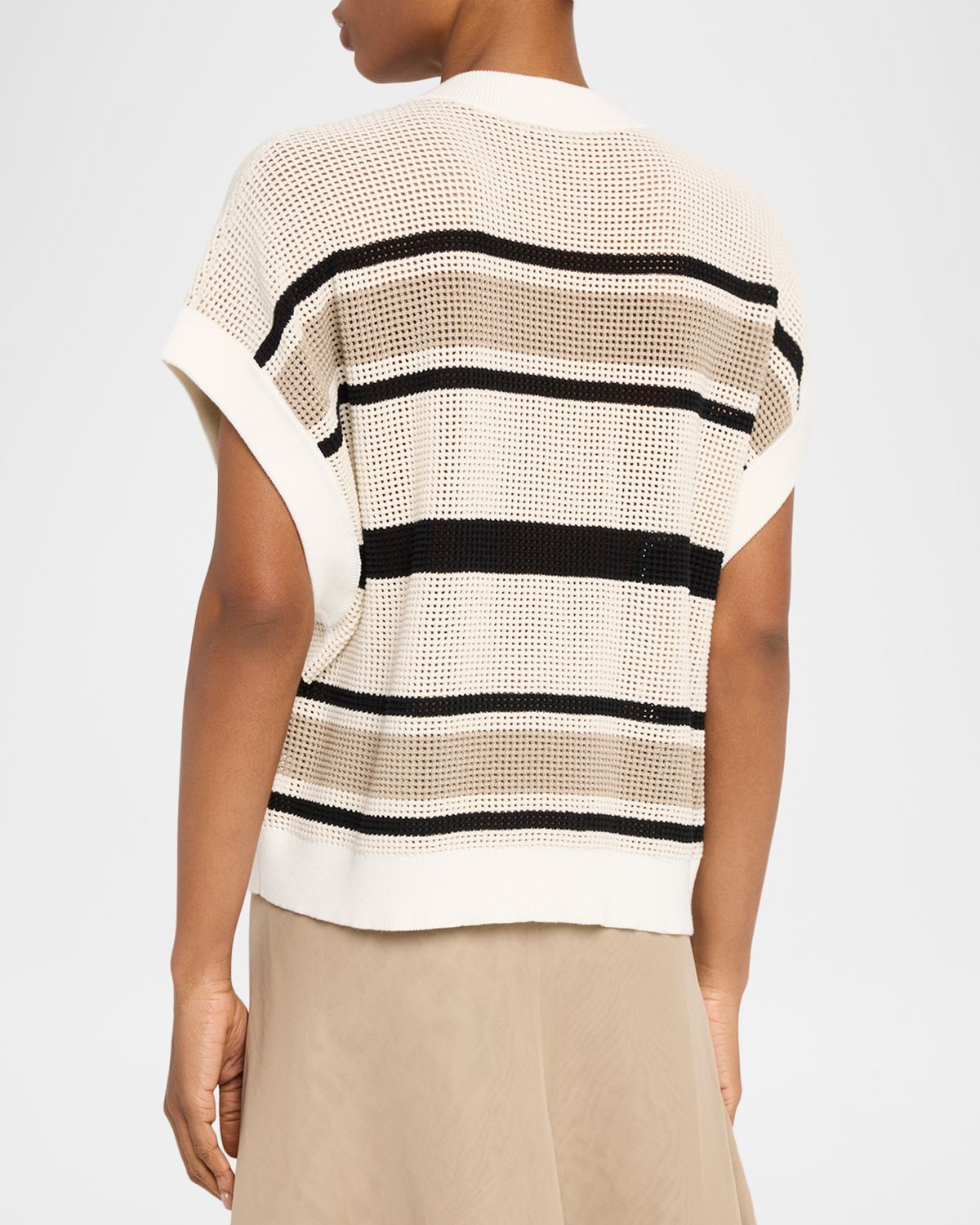 Brunello Cucinelli Striped Net Knit Vest | Thumbnail 3 Brunello Cucinelli Striped Net Knit Vest | Thumbnail 3