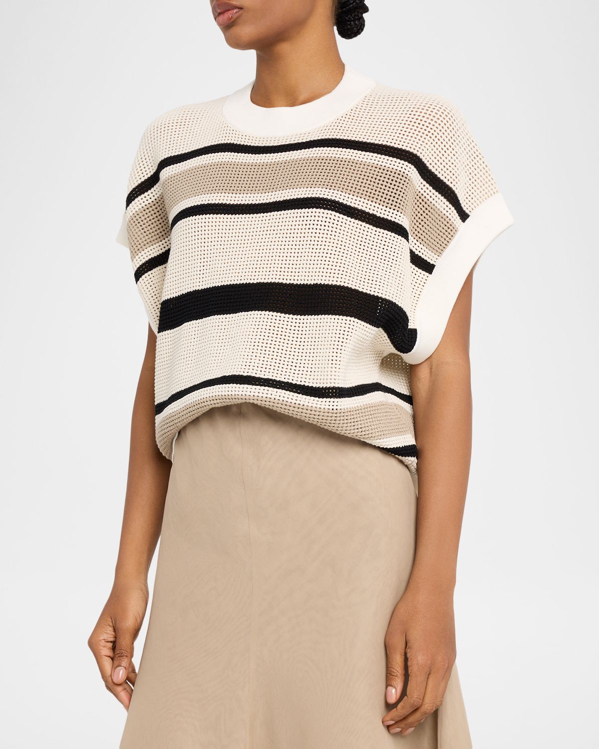 Brunello Cucinelli Striped Net Knit Vest | Thumbnail 4 Brunello Cucinelli Striped Net Knit Vest | Thumbnail 4