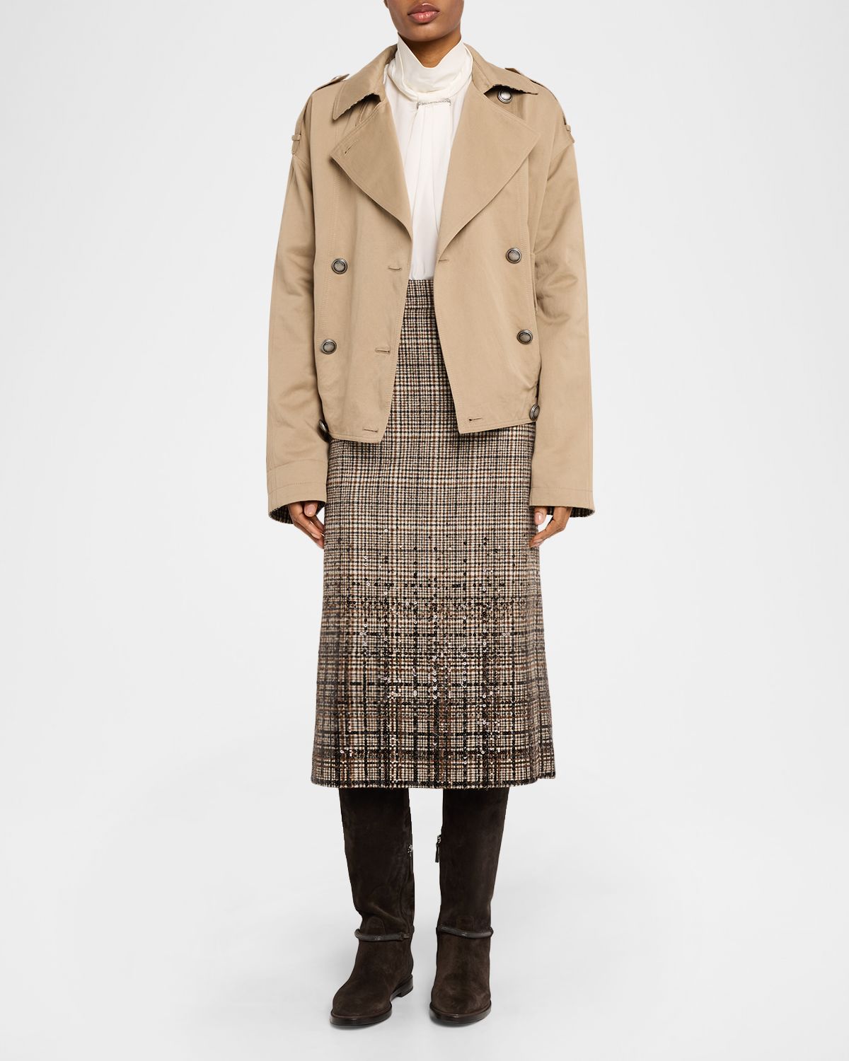 Brunello Cucinelli Shimmering Paillette Check Midi Skirt | Thumbnail 2 Brunello Cucinelli Shimmering Paillette Check Midi Skirt | Thumbnail 2