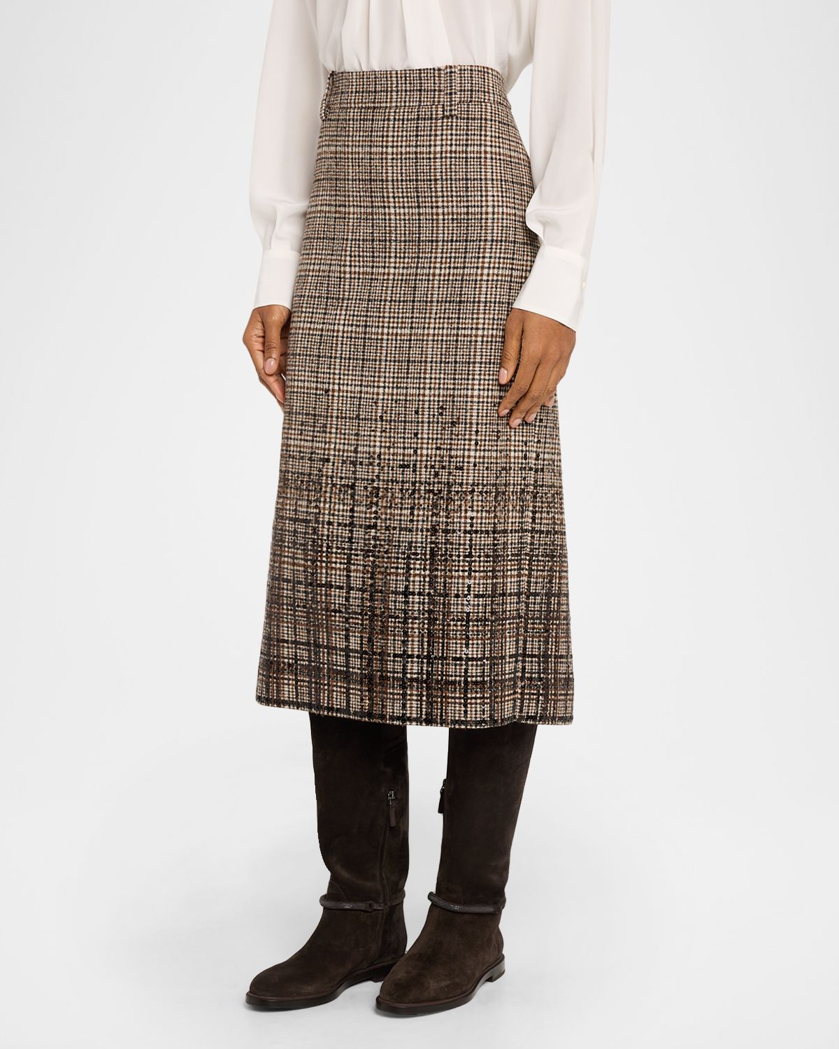 Brunello Cucinelli Shimmering Paillette Check Midi Skirt | Thumbnail 4 Brunello Cucinelli Shimmering Paillette Check Midi Skirt | Thumbnail 4
