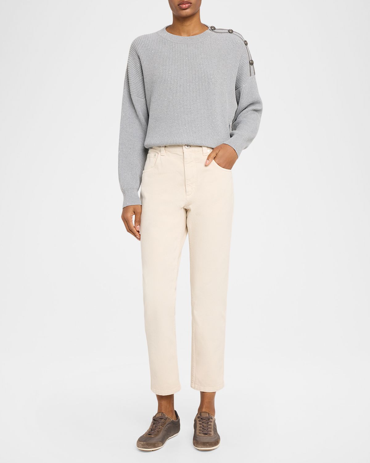 Brunello Cucinelli Dyed Cotton Twill Slim-Leg Ankle Pants | Thumbnail 5 Brunello Cucinelli Dyed Cotton Twill Slim-Leg Ankle Pants | Thumbnail 5