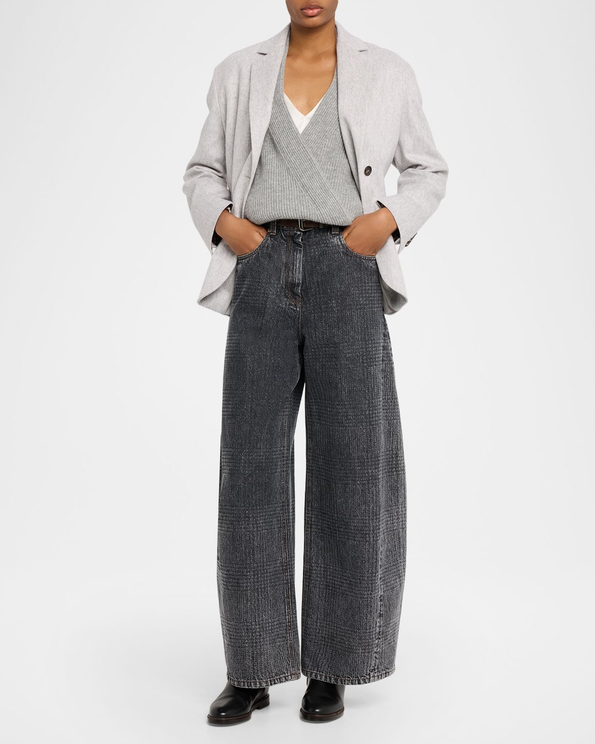 Brunello Cucinelli Deconstructed Jersey Single-Breasted Blazer Jacket | Thumbnail 5